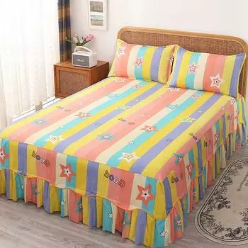 3 шт. простыня, кружевная юбка, эластичное двуспальное покрывало с наволочками, наматрасник, комплект постельного белья, эластичная простыня королевского размера 120x200cm