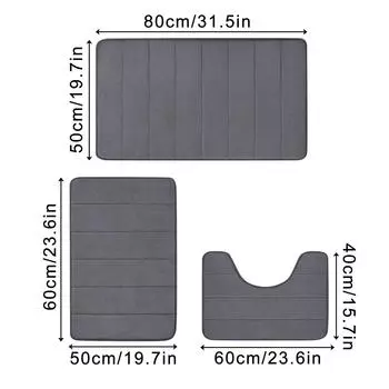 3 шт. противоскользящий коврик для ванной комнаты из пены с эффектом памяти, набор противоскользящих супермягких впитывающих ковриков для ванной, пригодных для машинной стирки и сушки, для пола в ванной темно-серого