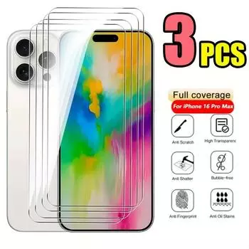 3 шт. прозрачное защитное закаленное стекло для iPhone 15 16/ 16 Pro/ 16 Pro Max 15 16 Plus HD полноэкранное защитное стекло защитная пленка iphone 15 Plus чистый