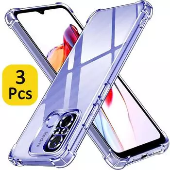 3 шт. прозрачный чехол для Redmi 12C 12 4G Note 13 Pro 5G 12 5G 11 Pro толстый противоударный мягкий силиконовый чехол для телефона Redmi 13C 4G Redmi Note 12 Pro 5G