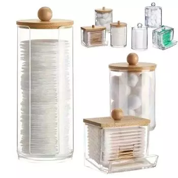 3 шт. прозрачный контейнер для хранения ватных шариков, тампонов, диспенсер большой емкости, пылезащитный многоцелевой контейнер для хранения с крышкой A