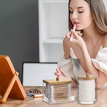 3 шт. прозрачный контейнер для хранения ватных шариков, тампонов, диспенсер большой емкости, пылезащитный многоцелевой контейнер для хранения с крышкой A