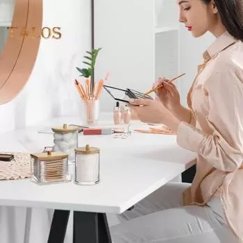 3 шт. прозрачный контейнер для хранения ватных шариков, тампонов, диспенсер большой емкости, пылезащитный многоцелевой контейнер для хранения с крышкой A