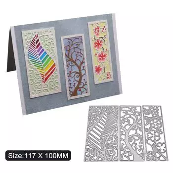3 шт. прямоугольная рамка цветок дерево металлический серебристый трафарет тиснение резка штампы для скрапбукинга бумага альбом карты изготовление серебряный
