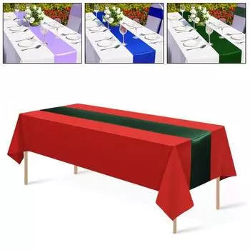 3 шт. прямоугольная скатерть и атласная дорожка для стола 108 дюймов складные пластиковые скатерти устойчивые к пятнам покрытие стола для вечеринок свадеб ресторанов N