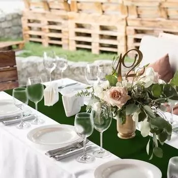 3 шт. прямоугольная скатерть и атласная дорожка для стола 108 дюймов складные пластиковые скатерти устойчивые к пятнам покрытие стола для вечеринок свадеб ресторанов N