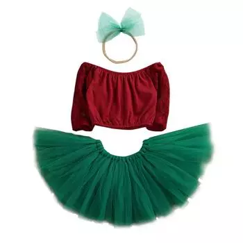 3 шт., пышная юбка-пачка для маленьких девочек, юбка-юбка для вечеринки, танцевальная одежда, юбки + повязка на голову 9-12m