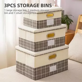 3 шт. ящики для хранения с крышками, складные ящики для хранения из хлопка и льна с крышками, складной шкаф розовый