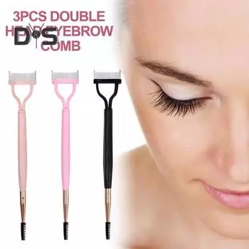 3 шт. расческа-сепаратор для ресниц, Очаровательная кисть для бровей, антикоррозийная укладка, двуглавая кисть для бровей 3pcs
