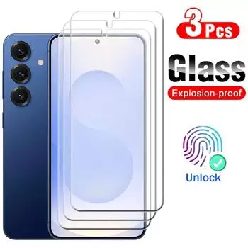3 шт. разблокировка отпечатков пальцев HD закаленное стекло протектор экрана для Samsung Galaxy S25 S25+ S25 Ultra S25 Ultra белый