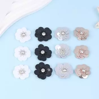 3 шт. разноцветные блестки бусины цветы ткань паста одежда шляпы обувь носки декоративные нашивки наклейки аксессуары своими руками белый