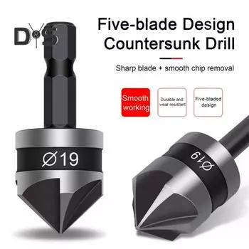 3 шт., резак для снятия фаски с пятью кромками, инструмент для снятия фаски, инструмент из нержавеющей стали с одной кромкой, сверло для развертывания на 90 градусов, конический винт, резак для отверстий с потайной головкой, для удаления заусенцев чёрный