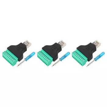 3 шт. RJ45 винтовой клеммный адаптер RJ45 с внутренней резьбой на 8-контактный сетевой разъем, сварка бесплатно