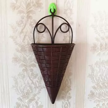 3 шт. ротанговая настенная ваза для цветов, горшок, настенная сетка, художественная корзина для цветов, сельский сад, интерьер, балкон, искусственное украшение для дома M