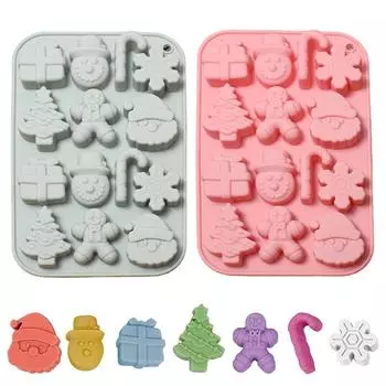 3 шт. Рождественская елка, снежинка, шоколад, силиконовая форма, пряничный человечек, Санта, конфеты, печенье, набор для выпечки, декор для праздничного торта своими руками розовый