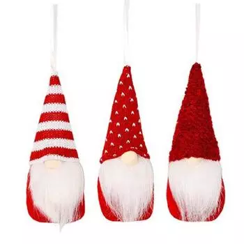 3 шт. Рождественская подвесная вязаная кукла-гном, милая шапка ручной работы, борода, безликий гном, украшение на Рождество розовый
