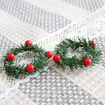 3 шт. Рождественская посуда Кольцо для салфеток Декоративный венок Обеденный стол Искусственный ротанг Товары для вечеринки красный