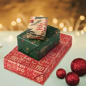 3 шт. Рождественская упаковочная бумага DIY Товары для рукоделия Подарочная полоса Желтая крафт-бумага 2024 Упаковка рождественских подарков Товары для вечеринки 2025