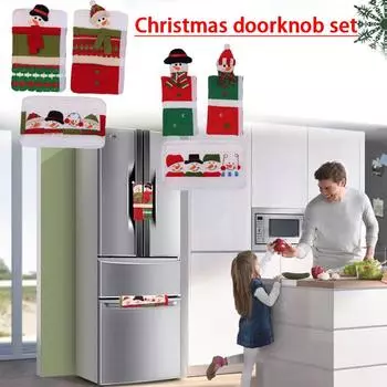 3 шт. рождественские чехлы на ручки дверей холодильника с изображением снеговика для микроволновой печи, защитная накладка на ручку WWO66