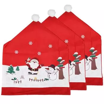 3 шт. Рождественские чехлы на стулья для кухни, обеденного стула, рождественские праздничные украшения, снеговик