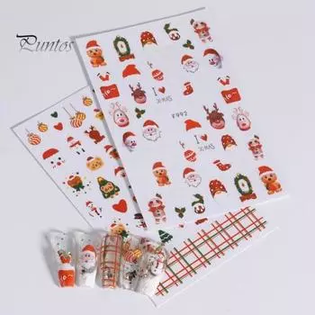 3 шт., рождественские наклейки для ногтей, милые снежинки, колокольчик, дизайн, праздничный маникюр, художественные наклейки, женские аксессуары A