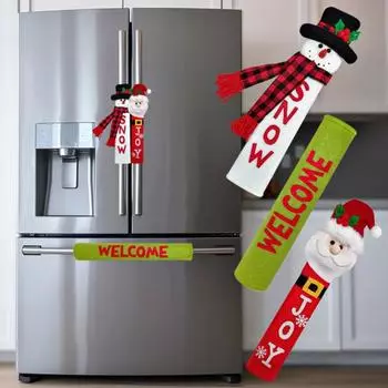 3 шт. рождественские перчатки для ручек холодильника Санта-Снеговик чехлы для ручек холодильника рождественский декор кухни для духовки микроволновки посудомоечной машины шкафы Sets