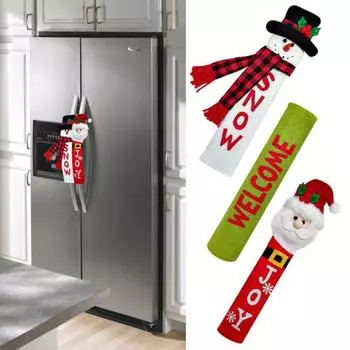 3 шт. рождественские перчатки для ручек холодильника Санта-Снеговик чехлы для ручек холодильника рождественский декор кухни для духовки микроволновки посудомоечной машины шкафы Sets