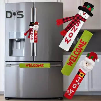 3 шт. рождественские перчатки для ручек холодильника Санта-Снеговик чехлы для ручек холодильника рождественский декор кухни для духовки микроволновки посудомоечной машины шкафы Sets