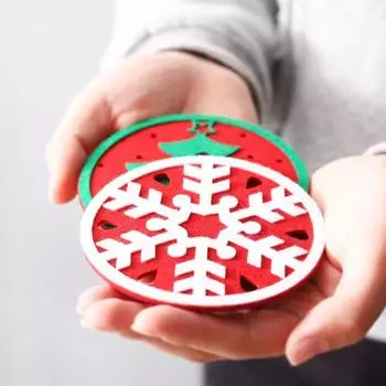 Yousheng 3 шт. рождественские подставки под стаканы в виде снеговика, лося, рождественской елки, снежинки, фетровый коврик для чашки, праздничное украшение для домашнего стола Angel