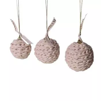 3 шт. Рождественские шарики ручной работы из хлопковой джутовой веревки, подарочные подвесные украшения для елочных украшений, деревенское очарование коричневый