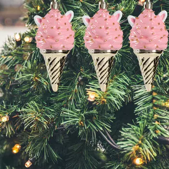 3 шт. Рождественские украшения, подвесное украшение в форме мороженого, креативный портативный подарок на Рождество