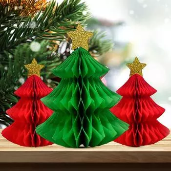 3 шт. рождественские украшения стола в виде сот с блестящей звездой создают атмосферу, легко носить с собой рождественскую елку, праздничные принадлежности красный