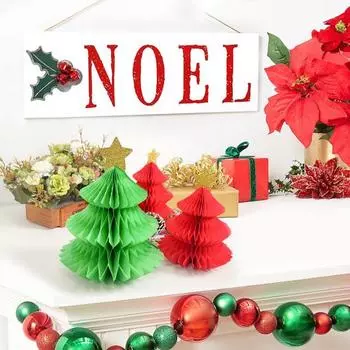 3 шт. рождественские украшения стола в виде сот с блестящей звездой создают атмосферу, легко носить с собой рождественскую елку, праздничные принадлежности красный