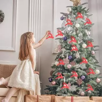 3 шт. Рождественские украшения в виде оленей, блестящие подвесные украшения в виде оленей на рождественскую елку 13cm серебряный