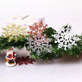 3 шт., рождественские украшения в виде снежинок, сверкающие блестки с подвесной веревкой, создают атмосферу, праздничные елочные украшения для домашнего офиса 12.5cm белый