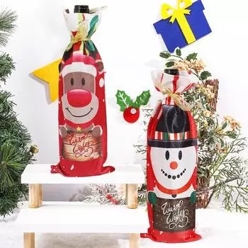 3 шт. рождественских чехла для бутылок вина, праздничные сумки для бутылок красного вина, снеговик, олень, рождественский декор для рождественских свадеб, новогодних поздравлений A