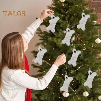 3 шт. рождественских чулка для собак, большие рождественские чулки в форме кости с вышитым узором, чулки для хранения гаджетов для домашних животных, подарки, украшения A