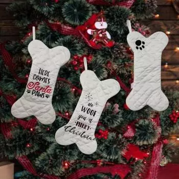 3 шт. Рождественский чулок для собак, большие чулки в форме кости с вышивкой A