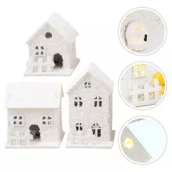 3 шт. Рождественский домик и поделки для детей, украшение для домика, детские венки M белый