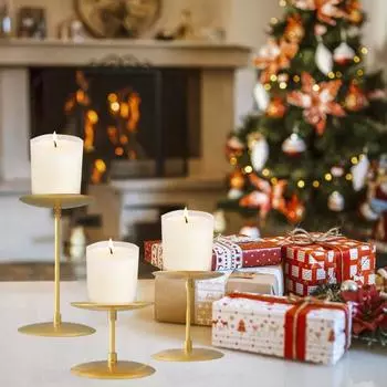 3 шт. Рождественский подсвечник, металлический подсвечник, современный элегантный настольный подсвечник для украшения дома черный серый