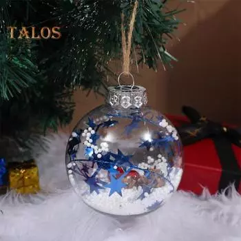 3 шт. Рождественский шар с прозрачными блестками, украшения с тесьмой, подвесное украшение для рождественской елки для праздничного домашнего магазина, декор для вечеринки жёлтый