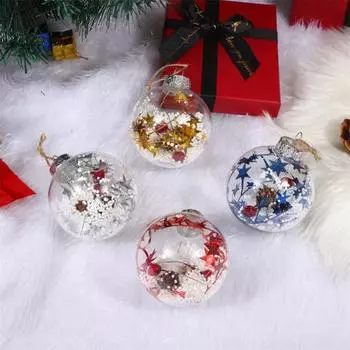 3 шт. Рождественский шар с прозрачными блестками, украшения с тесьмой, подвесное украшение для рождественской елки для праздничного домашнего магазина, декор для вечеринки серебряный
