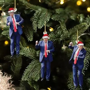 3 шт. рождественское украшение Трампа 2D акриловая шапка Санты подвеска Трампа на зеркало заднего вида автомобиля украшение на рождественскую елку подарок для сторонников A