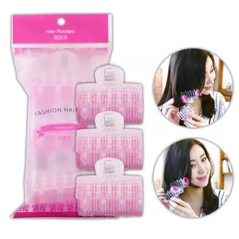 3 шт., розовые бигуди для женщин и девочек, волнистые бигуди для завивки волос, самоклеящиеся салонные пластиковые бигуди для парикмахерских, большой размер, 3 шт. small-2.5cm розовый