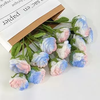3 шт. розы ручной работы, искусственные цветы розы, вязаные крючком, для украшения дома, подарков для друзей, семьи, Дня святого Валентина, годовщины, выпускного, свадьбы розовый