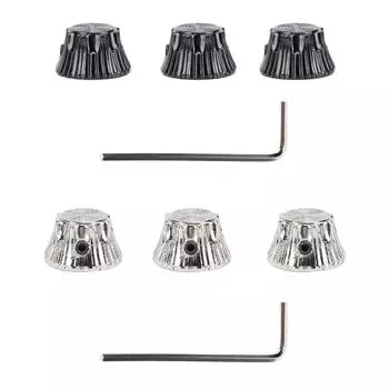 3 шт. ручки для электрогитары металлический потенциометр купольный цилиндрический колокольчик регулятор громкости тембра с гаечным ключом Silver