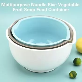 3 шт. Салатница пищевая, экономит место, высокая емкость, дренажная насадка, защита от падения, креативный красочный поднос для фруктов, миска для смешивания, кухонные принадлежности 3pcs