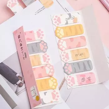 3 шт. самоклеящиеся липкие заметки, гладкие записи, оставленные сообщения, канцелярские принадлежности, мультяшные кошачьи лапы, записки для скрапбукинга, закладки, офисные принадлежности разноцветный