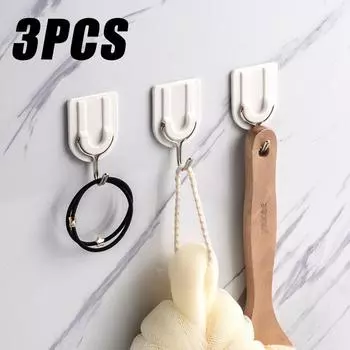 3 шт. самоклеящиеся настенные крючки прочные без сверления для сумок для ванной комнаты, дверей, полотенец для кухни, крючки для хранения вещей дома