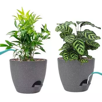 3 шт. Самополивающийся цветочный горшок для гидропонных растений с резервуаром из пластика с автоматическим поглощением воды для комнатных растений из хлопковой веревки